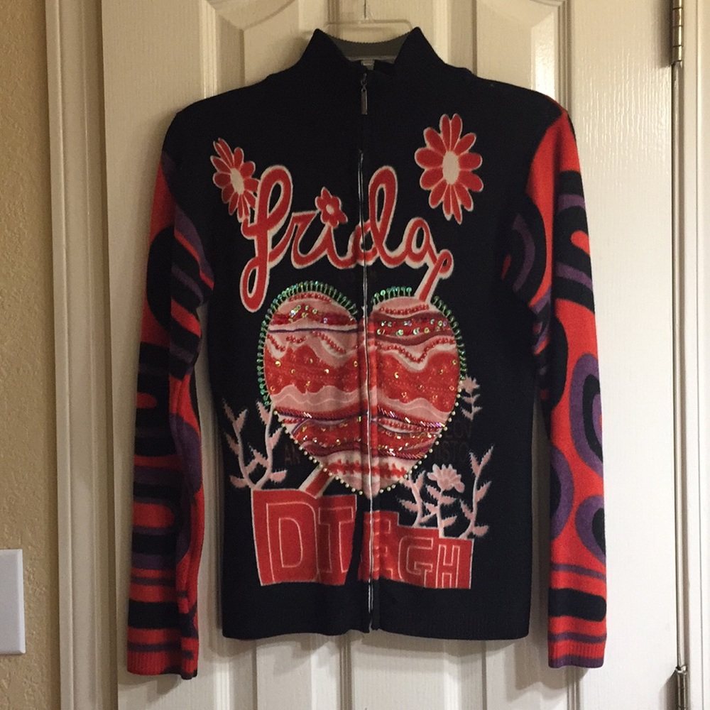Custo Barcelona Black and Red Graphic Sweater
